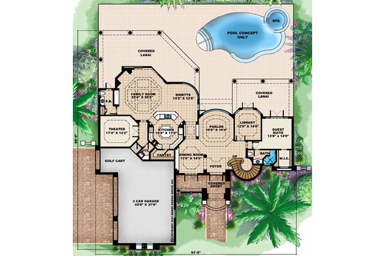 Floor Plan - Main Floor for European House Plan #27-431 - 4 bed, 4.5 bath