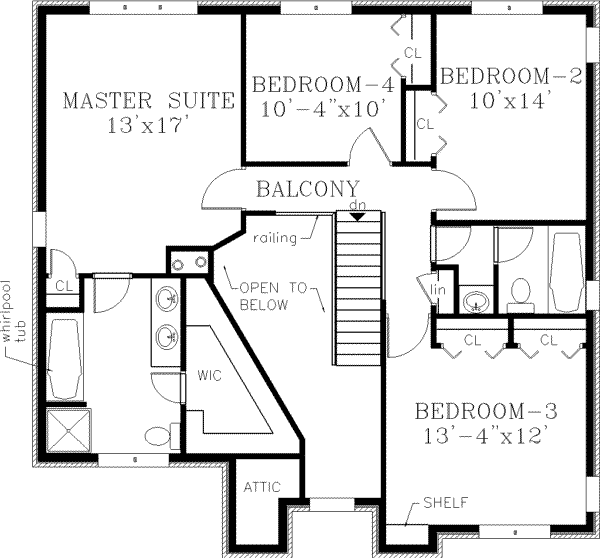 Colonial Floor Plan - Upper Floor Plan #3-203