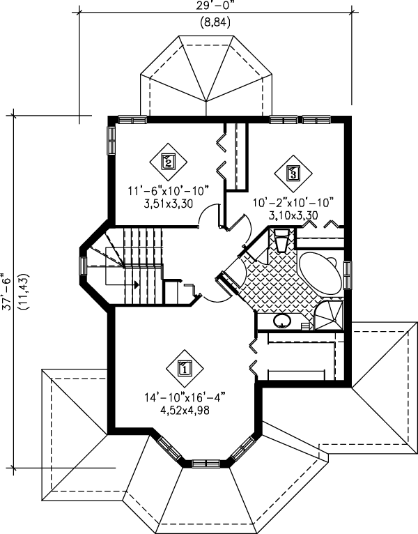 Victorian Floor Plan - Upper Floor Plan #25-2045