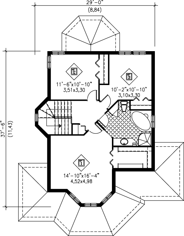 Home Plan - Victorian Floor Plan - Upper Floor Plan #25-2045