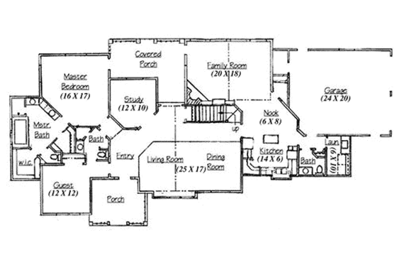 Floor Plan - Main Floor for Country House Plan #5-206 - 5 bed, 3.5 bath