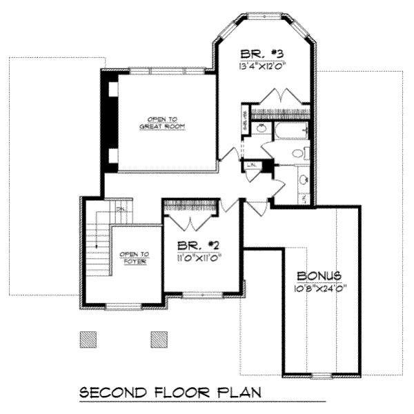 Traditional Floor Plan - Upper Floor Plan #70-413