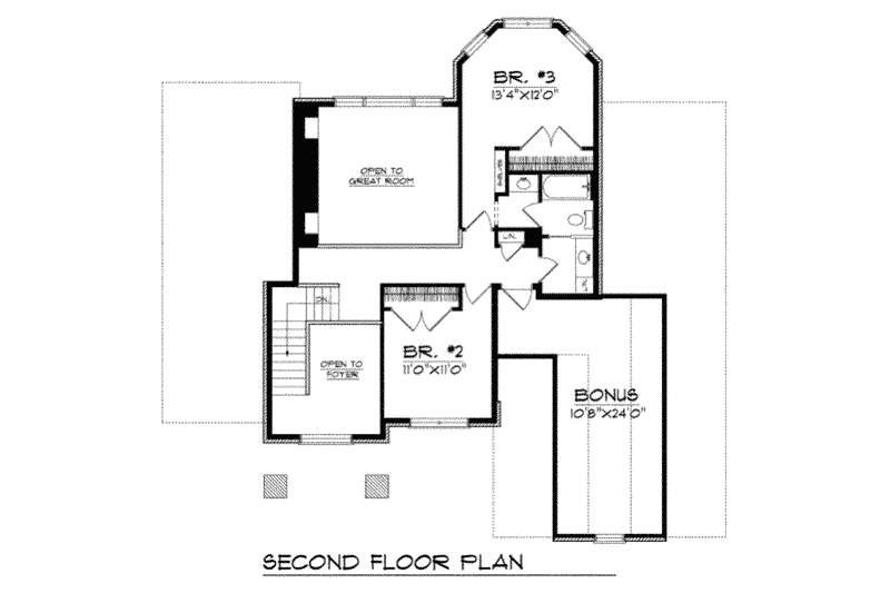 Home Plan - Floor Plan - Upper Floor for Traditional House Plan #70-413 - 3 bed, 2.5 bath
