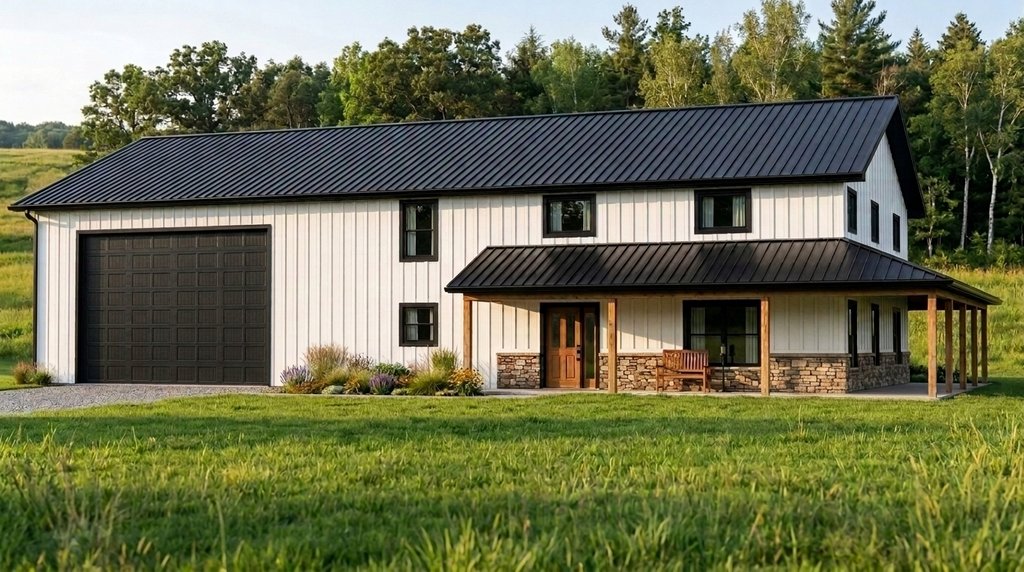 Exterior - Front Elevation 2 for Barndominium House Plan #1064-162 - 3 bed, 3.5 bath