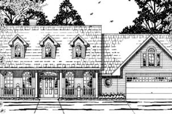 Exterior - Front Elevation for Country House Plan #42-254 - 3 bed, 2 bath