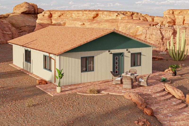 House Design - Exterior - Other Elevation 3 for Adobe / Southwestern House Plan #1106-18 - 3 bed, 1 bath