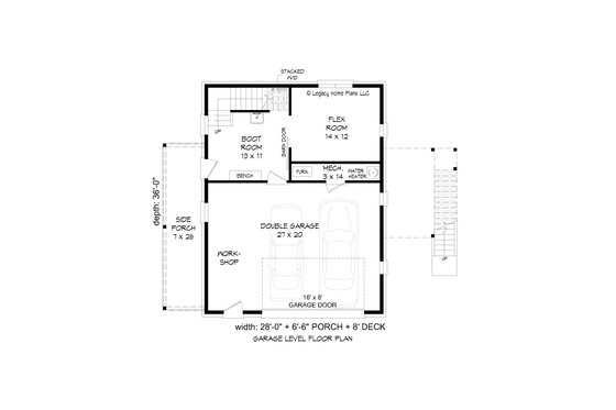 Floor Plan - Main Floor for Cabin House Plan #932-768 - 1 bed, 1 bath