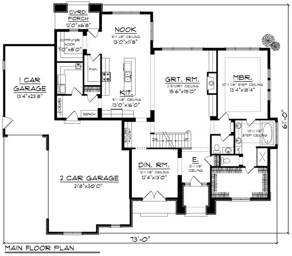 European Floor Plan - Main Floor Plan #70-1179