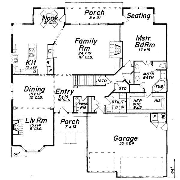 House Plan Design - Traditional Floor Plan - Main Floor Plan #52-142