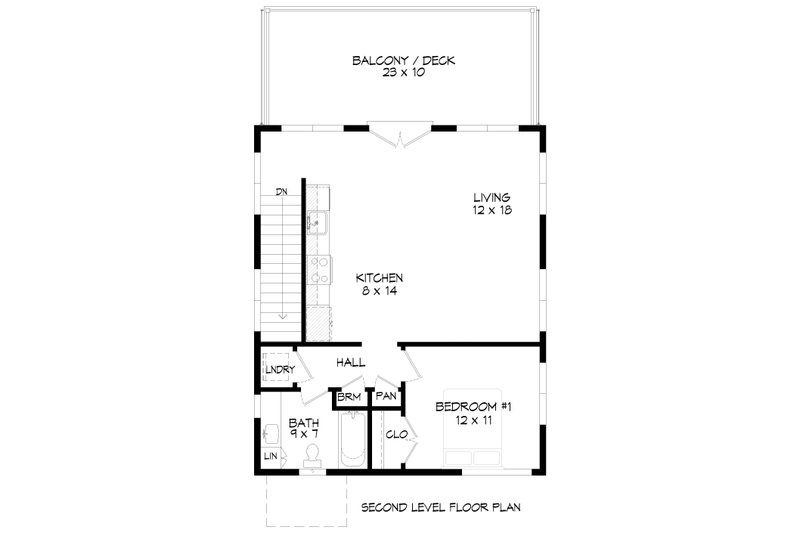 Home Plan - Floor Plan - Upper Floor for Modern House Plan #932-1293 - 1 bed, 1 bath