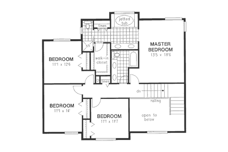 House Design - Floor Plan - Upper Floor for Traditional House Plan #18-8939 - 5 bed, 2.5 bath