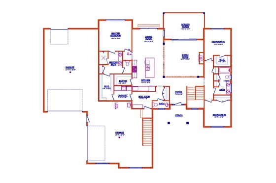 Floor Plan - Main Floor for Farmhouse House Plan #1089-1 - 3 bed, 2.5 bath