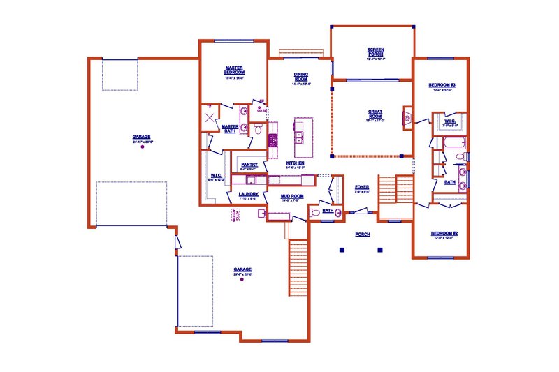 House Plan Design - Floor Plan - Main Floor for Farmhouse House Plan #1089-1 - 3 bed, 2.5 bath