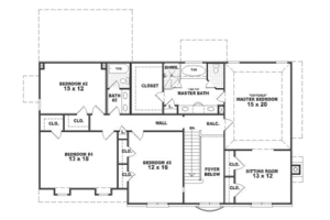 Floor Plan - Upper Floor for Southern House Plan #81-297 - 4 bed, 3 bath
