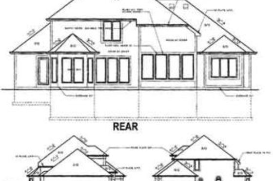 Exterior - Rear Elevation for European House Plan #6-200 - 4 bed, 3.5 bath
