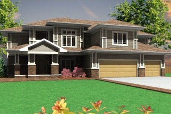 Exterior - Front Elevation for Prairie House Plan #6-202 - 4 bed, 4.5 bath