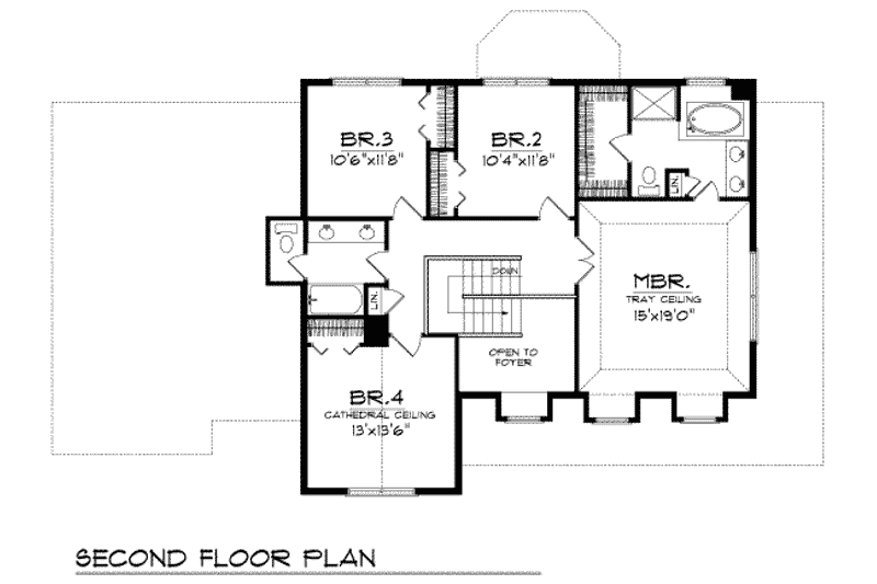 Home Plan - Floor Plan - Upper Floor for Country House Plan #70-398 - 4 bed, 2.5 bath