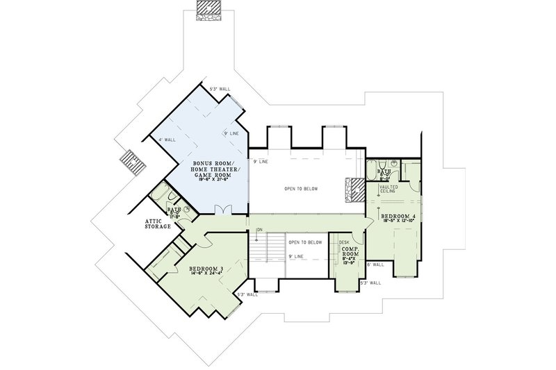 Home Plan - Floor Plan - Upper Floor for Craftsman House Plan #17-2444 - 5 bed, 5.5 bath