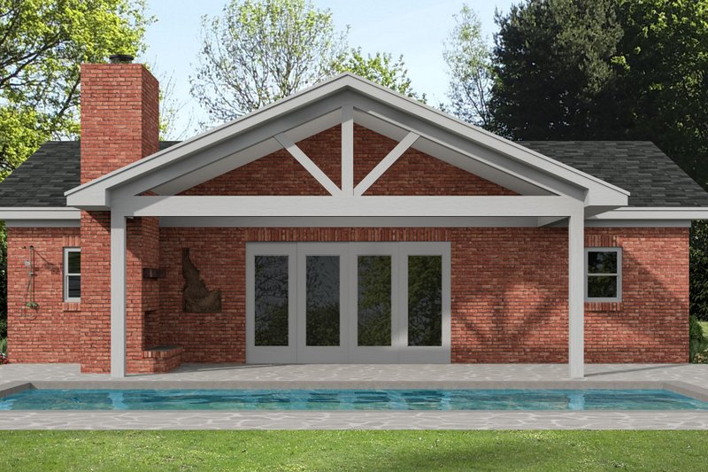 Architectural House Design - Exterior - Rear Elevation for Southern House Plan #932-1392 - 1 bed, 1 bath