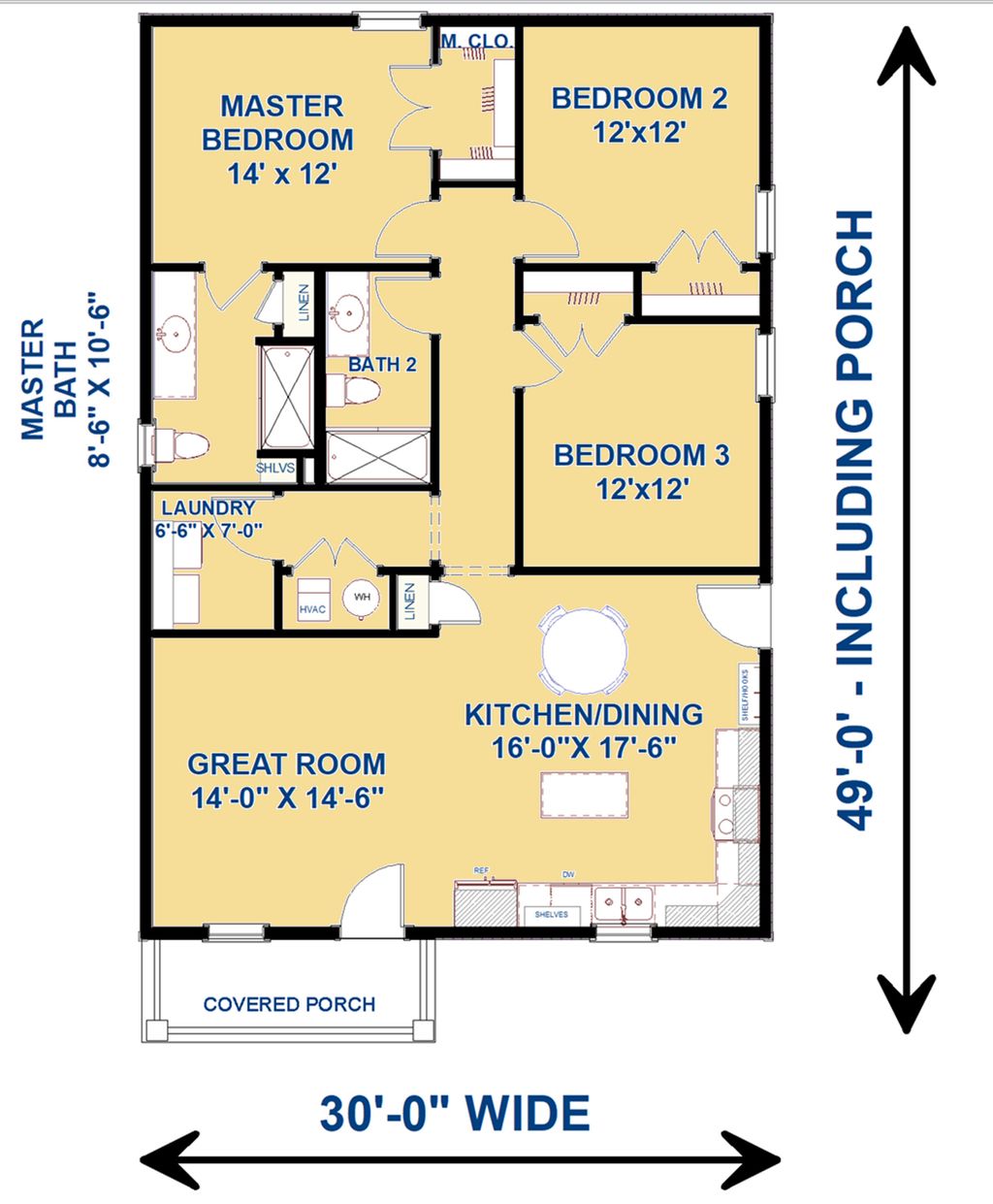 Cottage Style House Plan 3 Beds 2 Baths 1320 Sqft Plan 44 229