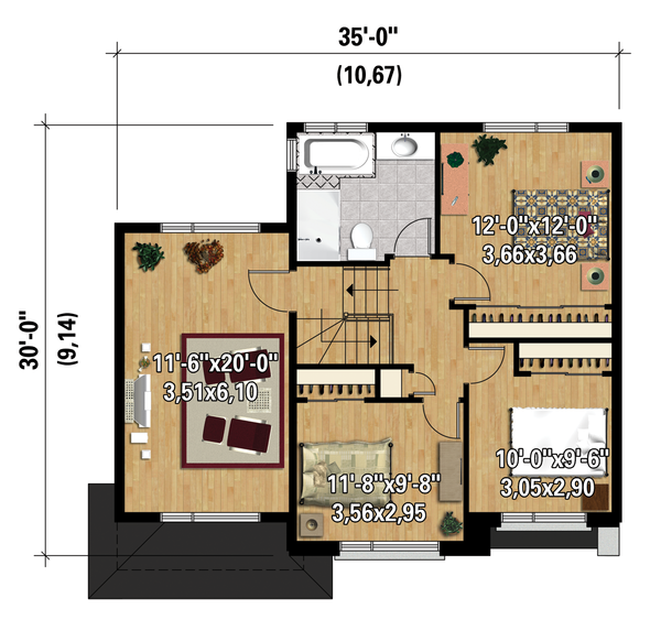Contemporary Floor Plan - Upper Floor Plan #25-4340