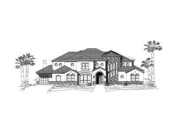 Exterior - Front Elevation for European House Plan #411-480 - 6 bed, 5.5 bath