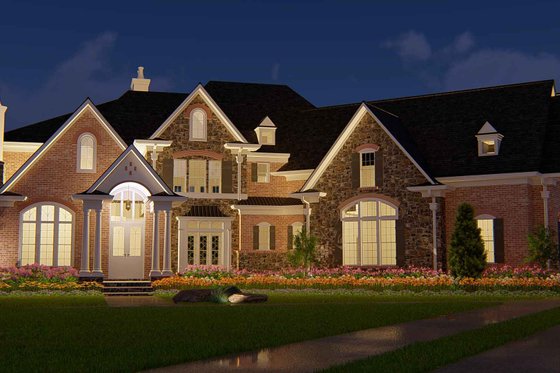 Exterior - Front Elevation 3 for European House Plan #54-425 - 4 bed, 4.5 bath