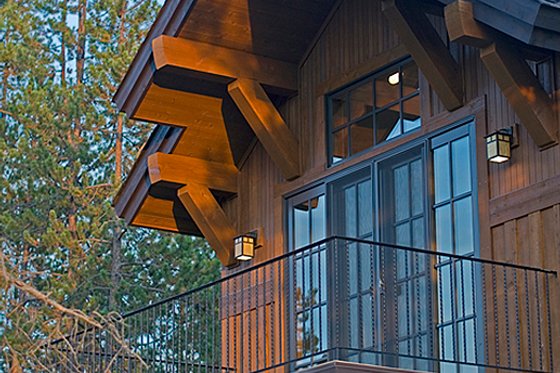 Craftsman style home, photo of second level deck