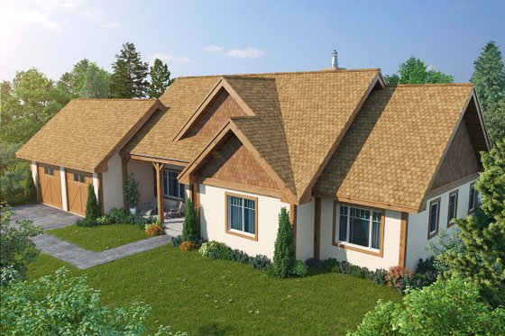 Exterior - Front Elevation 3 for Ranch House Plan #942-54 - 3 bed, 2 bath