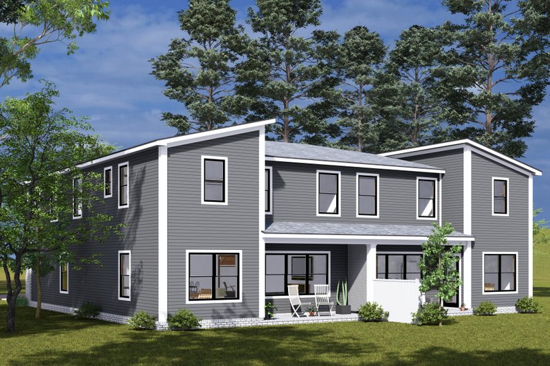 House Design - Exterior - Rear Elevation for Modern House Plan #513-2318 - 4 bed, 3.5 bath
