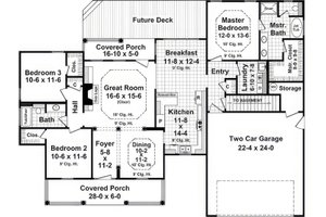 Floor Plan - Main Floor for Country House Plan #21-530 - 3 bed, 2 bath