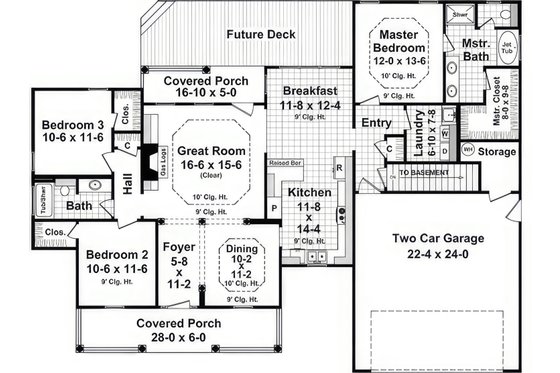 Floor Plan - Main Floor for Country House Plan #21-530 - 3 bed, 2 bath