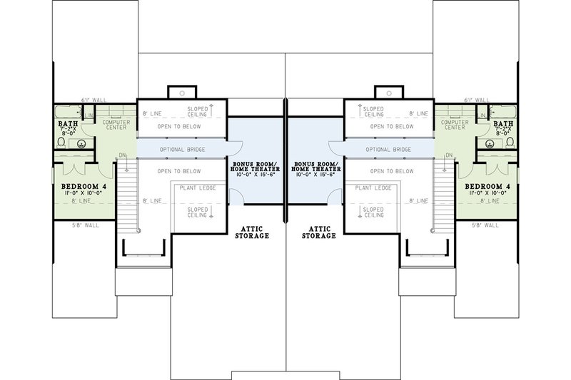 Home Plan - Floor Plan - Upper Floor for Country House Plan #17-2402 - 4 bed, 3 bath