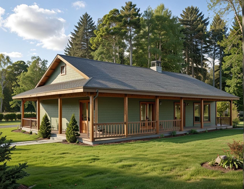 Exterior - Front Elevation 2 for Log House Plan #117-547 - 3 bed, 3 bath
