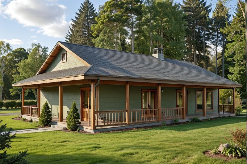 Home Plan - Exterior - Front Elevation 2 for Log House Plan #117-547 - 3 bed, 3 bath