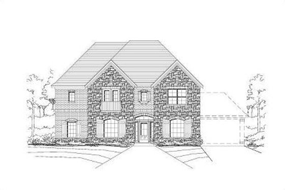 Exterior - Front Elevation for European House Plan #411-510 - 4 bed, 3.5 bath