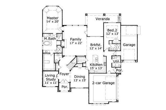 Floor Plan - Main Floor for European House Plan #411-638 - 4 bed, 3.5 bath