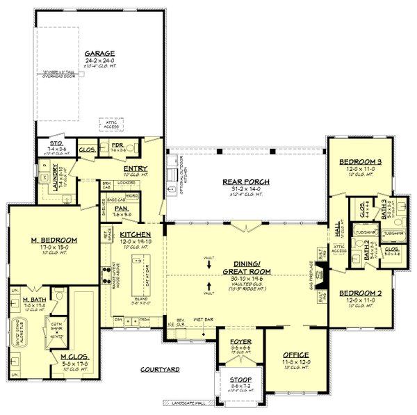 Southern Floor Plan - Main Floor Plan #430-372