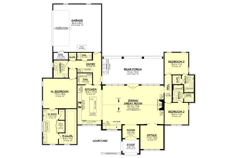House Plan Design - Floor Plan - Main Floor for Southern House Plan #430-372 - 3 bed, 3.5 bath