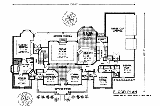 Floor Plan - Main Floor for Farmhouse House Plan #310-239 - 4 bed, 3.5 bath
