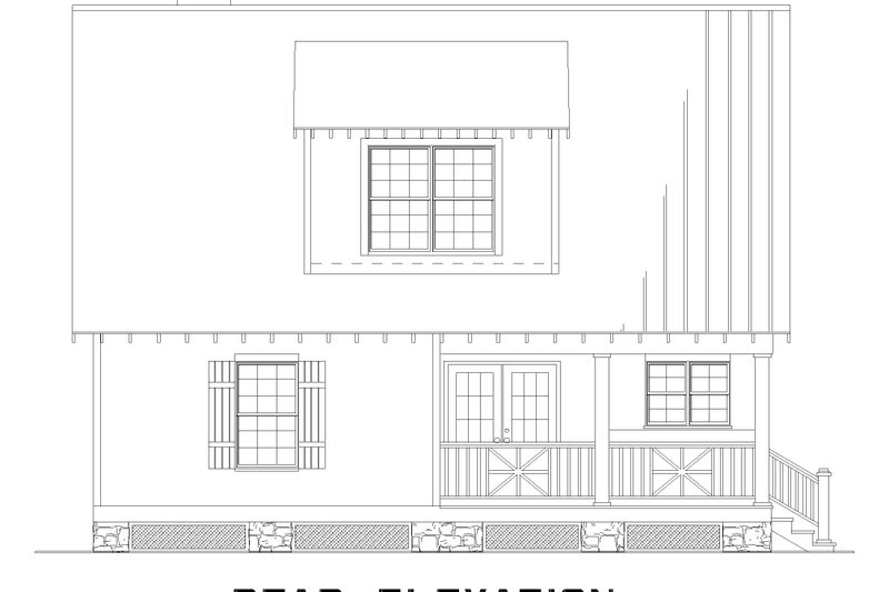 Home Plan - Exterior - Rear Elevation for Mediterranean House Plan #17-3300 - 2 bed, 2 bath