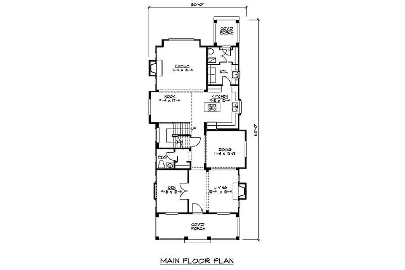 Architectural House Design - Floor Plan - Main Floor for Craftsman House Plan #132-110 - 3 bed, 2.5 bath