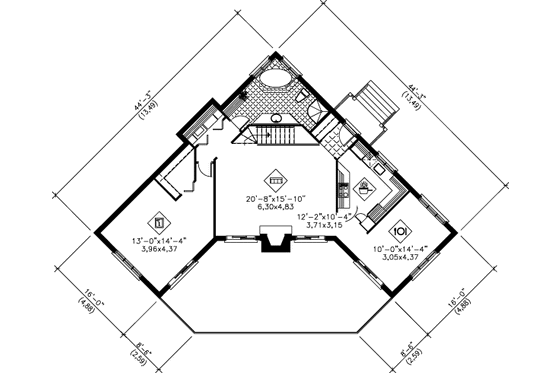 Floor Plan - Main Floor for European House Plan #25-1114 - 3 bed, 1 bath