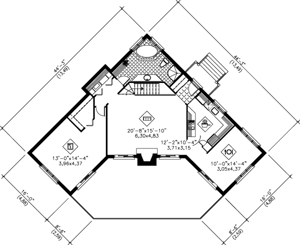 European Floor Plan - Main Floor Plan #25-1114