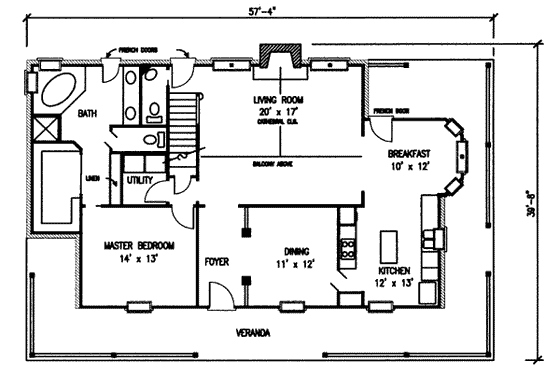 Floor Plan - Main Floor for Ranch House Plan #410-212 - 3 bed, 2.5 bath