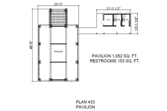 Floor Plan - Main Floor for Craftsman House Plan #140-198, 0.5 bath