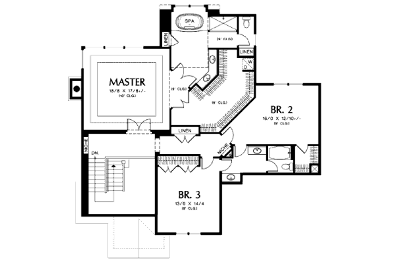 Home Plan - Floor Plan - Upper Floor for European House Plan #48-348 - 3 bed, 2.5 bath