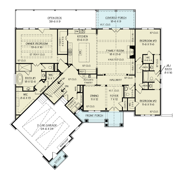 House Blueprint - Craftsman Floor Plan - Main Floor Plan #119-457