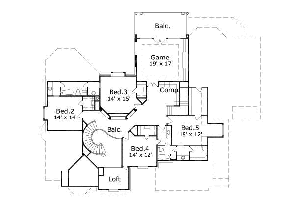 Traditional Floor Plan - Upper Floor Plan #411-145