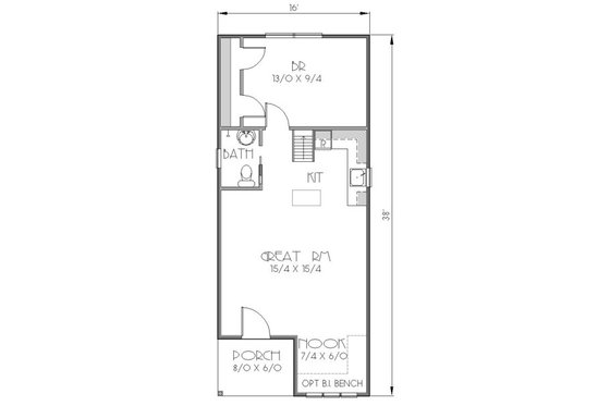 Floor Plan - Main Floor for Traditional House Plan #423-39 - 1 bed, 1 bath